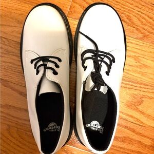 Dr. Martens White Leather Boots with Black Accents